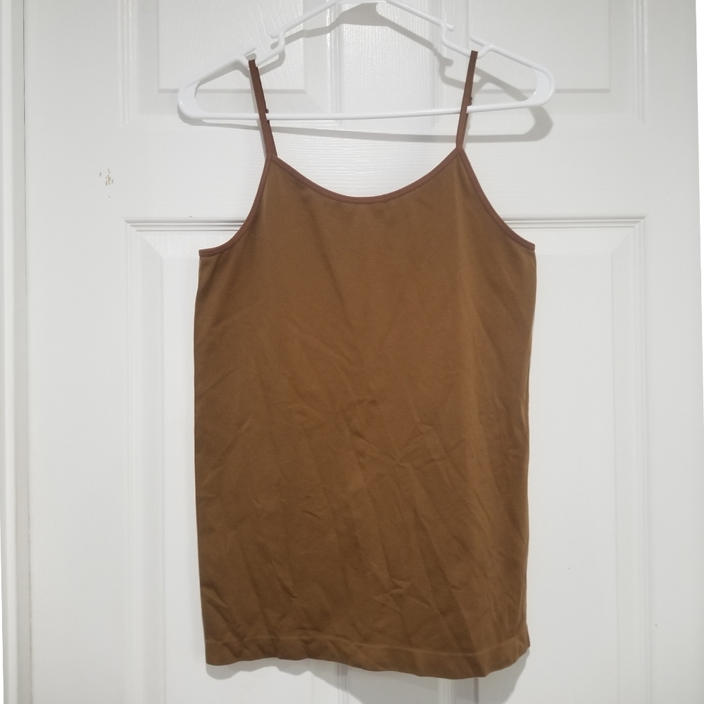 Cato Plus Size Brown Nude Seamless Stretchy Fitted Spaghetti Strap Cami Tank Top